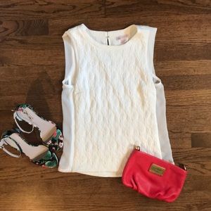 Chelsea 28 white brocade sleeveless top